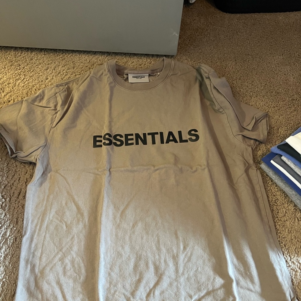 Essentials Taupe Tee with Black Logo